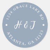 Uitnodiging tot teruggave van usty Blue Wedding Ronde Sticker (Voorkant)
