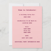 uitnodiging tot terugzending van Birthday Party (Achterkant)