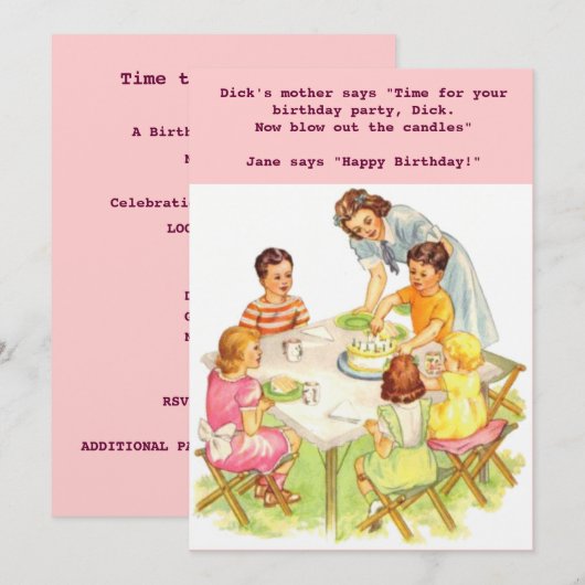 uitnodiging tot terugzending van Birthday Party (Voorkant / Achterkant)