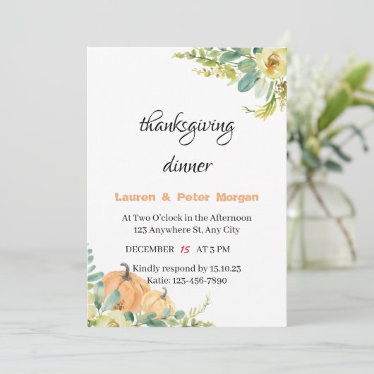 Uitnodiging tot Thanksgiving (Staand voorkant)