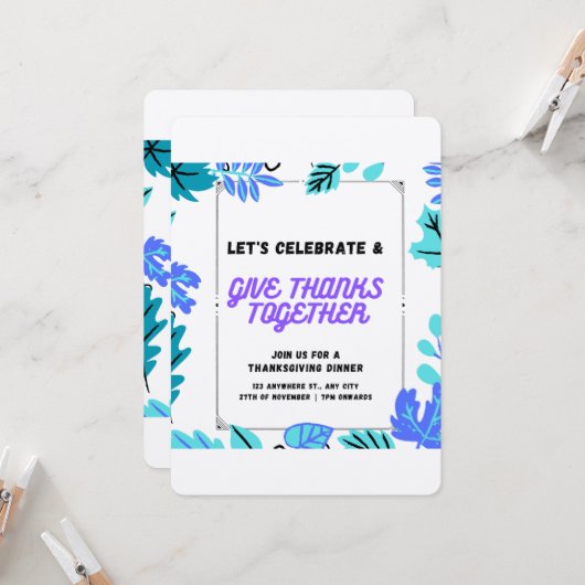 uitnodiging tot Thanksgiving (Voorkant / Achterkant in situ)