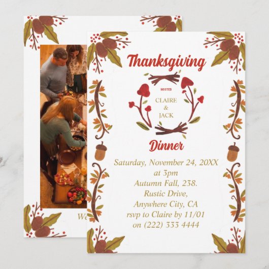 Uitnodiging tot Thanksgiving (Voorkant / Achterkant)