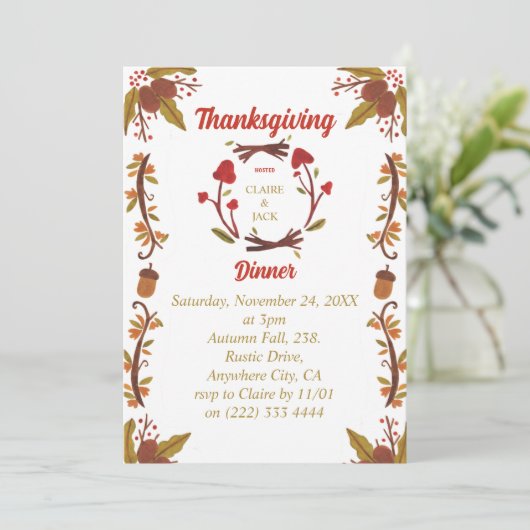 Uitnodiging tot Thanksgiving (Staand voorkant)