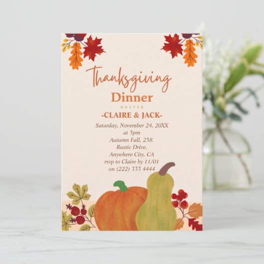 Uitnodiging tot Thanksgiving (Staand voorkant)