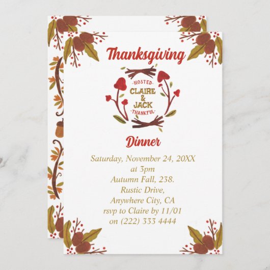 Uitnodiging tot Thanksgiving (Voorkant / Achterkant)