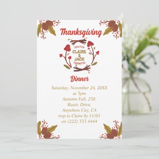 Uitnodiging tot Thanksgiving (Staand voorkant)