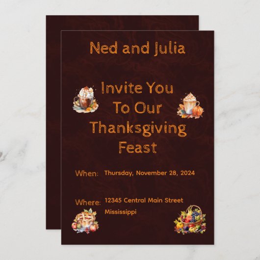 Uitnodiging tot Thanksgiving (Voorkant / Achterkant)