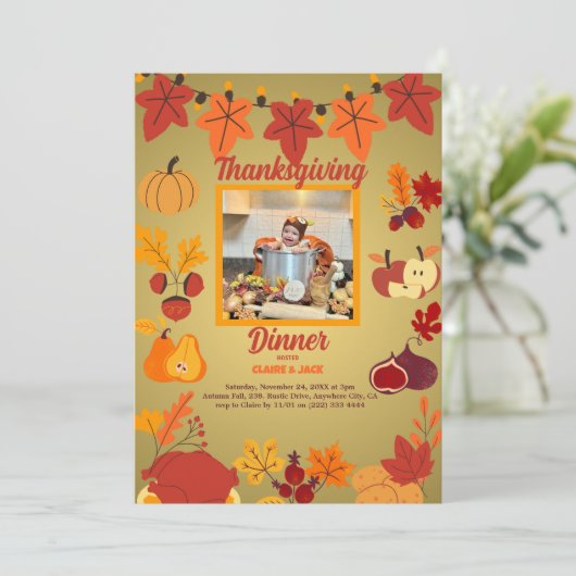 Uitnodiging tot Thanksgiving (Staand voorkant)