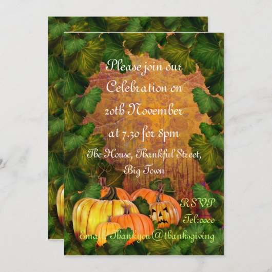 Uitnodiging tot Thanksgiving (Voorkant / Achterkant)