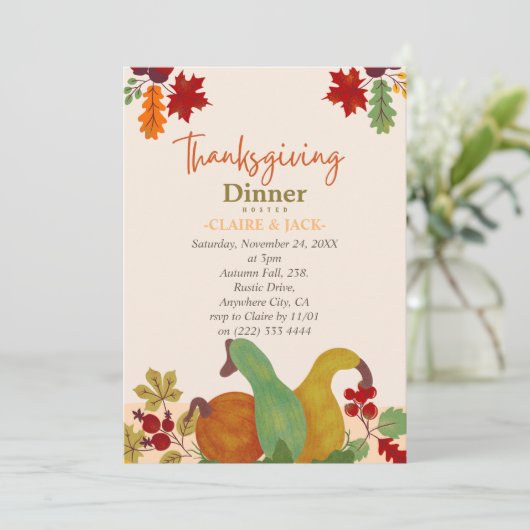 Uitnodiging tot Thanksgiving (Staand voorkant)