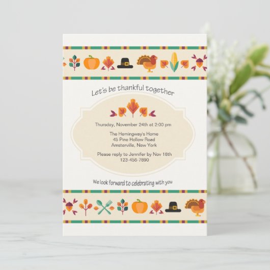 Uitnodiging tot Thanksgiving-grens (Staand voorkant)