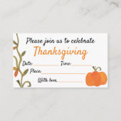 uitnodiging tot Thanksgiving Informatiekaartje (Achterkant)