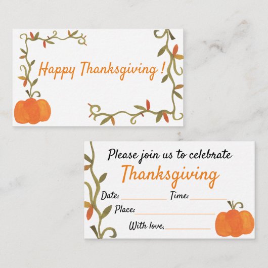 uitnodiging tot Thanksgiving Informatiekaartje (Voorkant / Achterkant)