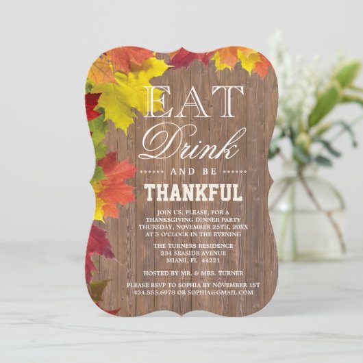 Uitnodiging tot Thanksgiving Rustige Herfst Old Wo (Staand voorkant)