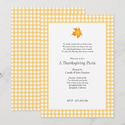 Uitnodiging tot Thanksgiving van de Partij voor de (Voorkant / Achterkant)