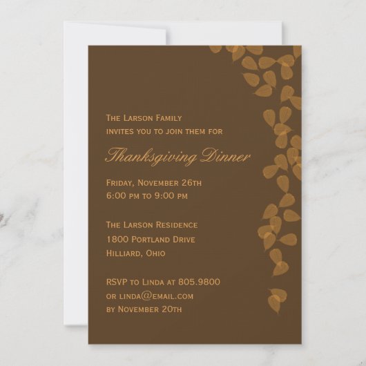 Uitnodiging tot Thanksgiving van Falling (Voorkant)