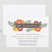  uitnodiging tot Thanksgiving van Floral (Voorkant / Achterkant)