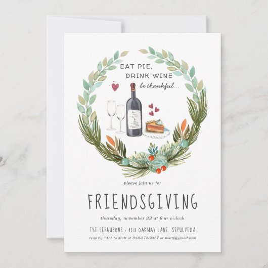 Uitnodiging tot Thanksgiving van Friendsgiving (Voorkant)