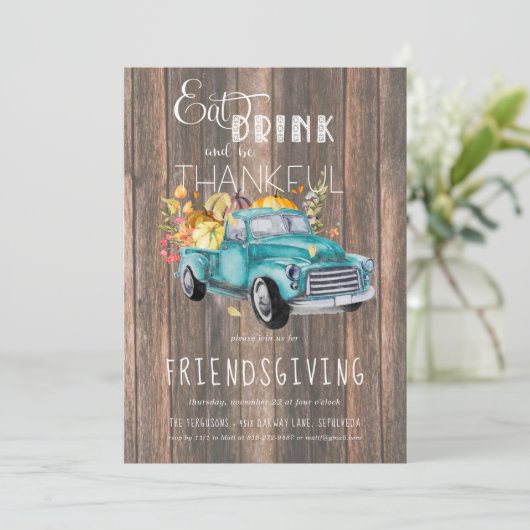 Uitnodiging tot Thanksgiving van Friendsgiving (Staand voorkant)