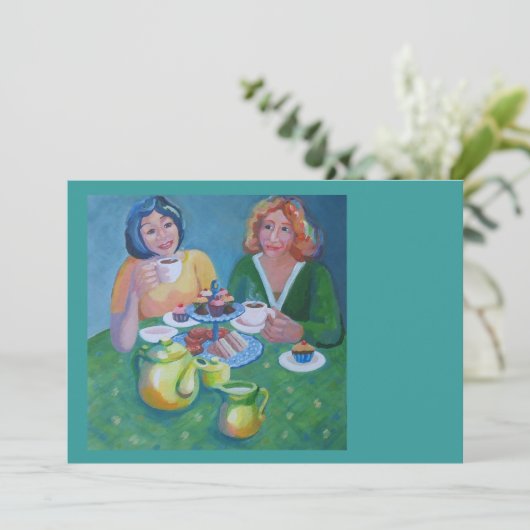 Uitnodiging tot thee en cake (Staand voorkant)