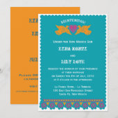 Uitnodiging tot Tortelduifjes - Aqua (Voorkant / Achterkant)