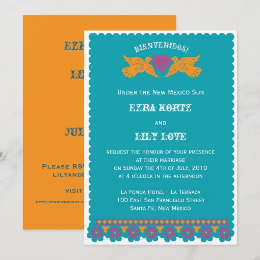 Uitnodiging tot Tortelduifjes - Aqua (Voorkant / Achterkant)