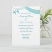 Uitnodiging tot Tortelduifjes bruiloft, Blauwgroen (Staand voorkant)