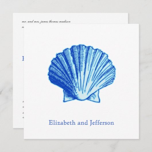 Uitnodiging tot Tropical Bimini Blue Shell Wedding (Voorkant / Achterkant)