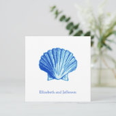 Uitnodiging tot Tropical Bimini Blue Shell Wedding (Staand voorkant)