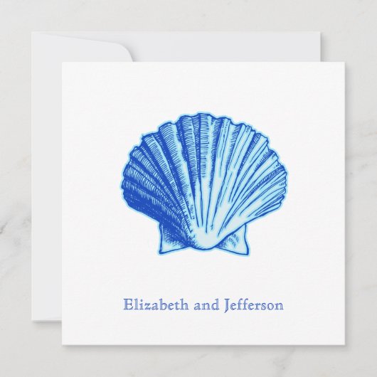 Uitnodiging tot Tropical Bimini Blue Shell Wedding (Voorkant)