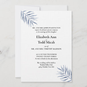 Uitnodiging tot Tropical Blue Waterverf Wedding