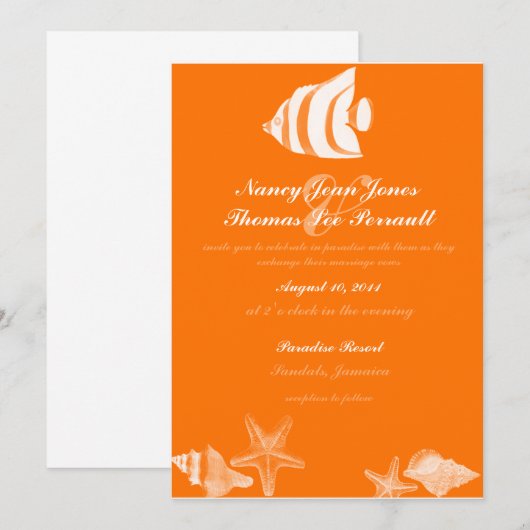 Uitnodiging tot Tropical Fish Wedding (Voorkant / Achterkant)