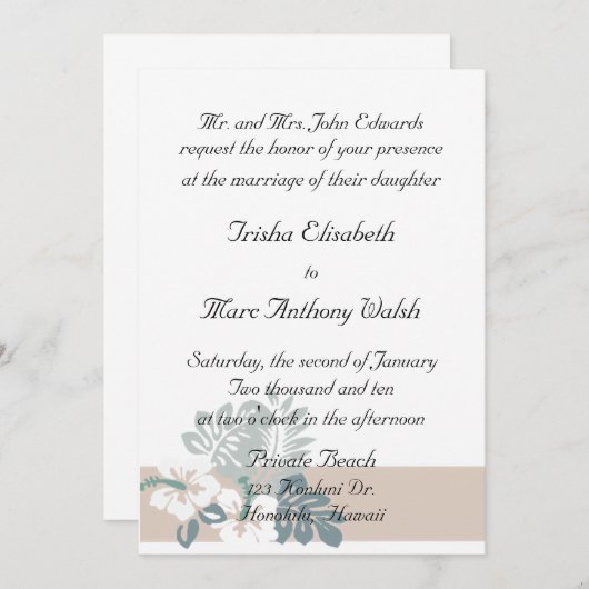 Uitnodiging tot Tropical Modern Wedding (Voorkant / Achterkant)
