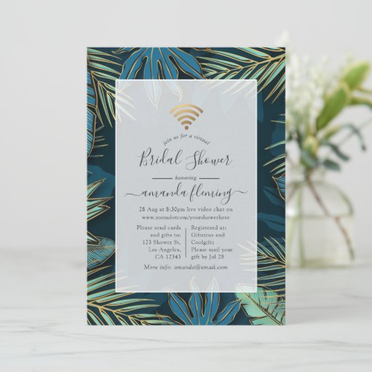 Uitnodiging tot Tropical Night Virtual Shower (Staand voorkant)