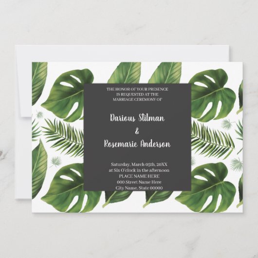 Uitnodiging tot Tropical Palm Wedding (Voorkant)