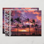 Uitnodiging tot Tropical Sunset Wedding (Voorkant / Achterkant)