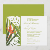 Uitnodiging tot Tropical Wedding - Groen en Oranje (Voorkant / Achterkant)