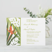 Uitnodiging tot Tropical Wedding - Groen en Oranje (Staand voorkant)