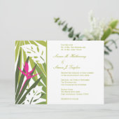 Uitnodiging tot Tropical Wedding - Groen en Roze (Staand voorkant)