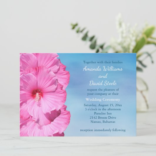 Uitnodiging tot Tropical Wedding (waterverf) (Staand voorkant)