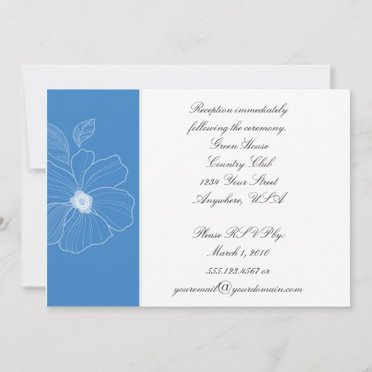 Uitnodiging tot tropisch blauw en groen huwelijk (Achterkant)