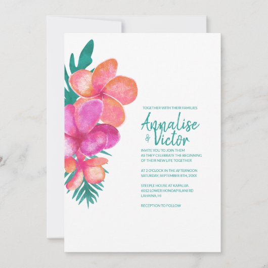 Uitnodiging tot Tropisch Blauwgroen roze koraalrif (Voorkant)