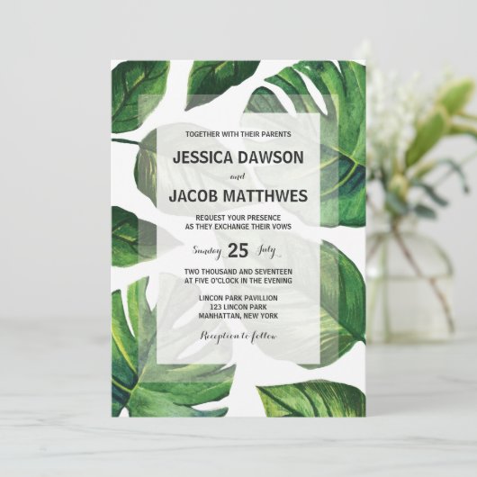 Uitnodiging tot tropisch huwelijk, batenhuwelijk (Staand voorkant)