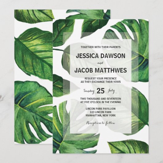 Uitnodiging tot tropisch huwelijk, batenhuwelijk (Voorkant / Achterkant)