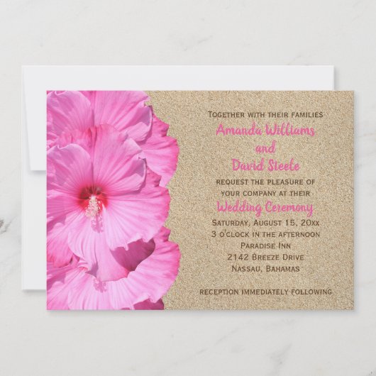 Uitnodiging tot Tropisch huwelijk (strandzand en r (Voorkant)