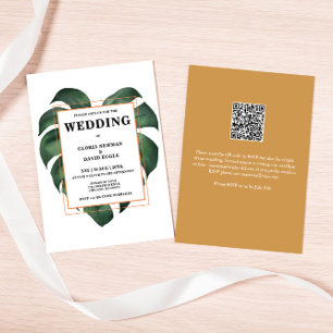 Uitnodiging tot Tropisch Palm Leaf QR Code Weddens