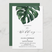Uitnodiging tot Tropisch Palm Leaf Wedding (Voorkant / Achterkant)
