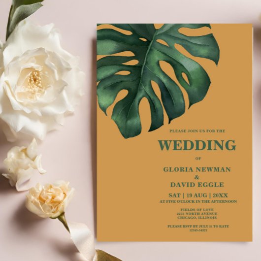 Uitnodiging tot Tropisch Palm Leaf Wedding