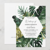 Uitnodiging tot Tropisch Palm Leaf Wedding (Voorkant / Achterkant)