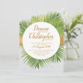 Uitnodiging tot Tropisch Palm Leaf Wedding (Staand voorkant)